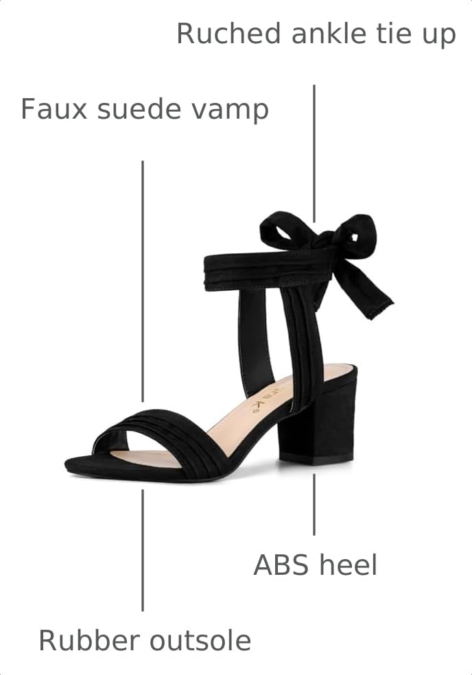 Image of Allegra K Women's Open Toe Ankle Tie Back Block Heels Sandals