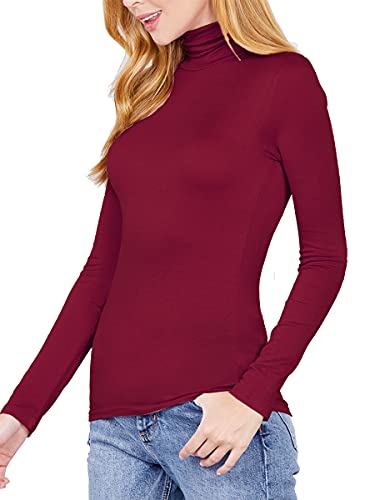 Image of STARJJ Womens Basic Stretch Slim Fitted Underscrubs Layer Long Sleeves Pullover Turtleneck Top