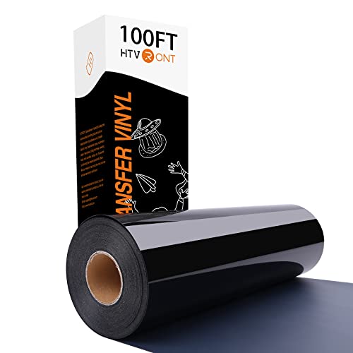 HTVRONT Black HTV Vinyl Rolls Iron on Vinyl - 12" x 100ft HTV for Shirts, Black Heat Transfer Vinyl for All Cutting Machines - Easy to Cut & Weed for DIY Transfer Heat Design