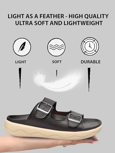 Image of HEALTH FIT Extra Soft Premium Classic Cushion Sliders /with Adjustable Buckle Strap & Light Weight Anti-SkidWaterproof Luxurious Slippers for Men's HF120