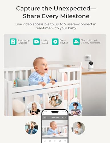 Image of Dr.Care VistaView Lite Smart WiFi Baby Monitor with 2 Cameras- 4 inch 720P Split Screen & 1080P Camera App Control, Motion Alerts, Night Vision, 3000mAh Battery, 2-Way Talk, Triple Security, 1000ft Range