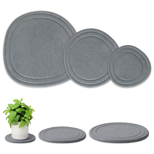 Plant Saucers for Indoors 3 Pack 6 8 10 Inch Quick Drying Diatomite Plant Drip Water Catcher Trays for Pots Diatomaceous Earth Planter Drainage Saucers Plates to Catch Water for Flower Stone Gray