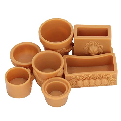 Dollhouse Flower Pot, 7 Pcs Dollhouse Flower Pot Resin Exquisite Miniature Simulation Flower Pot For Diy 1/12 Doll House Decorationsimulation Furniture #TOP7