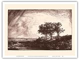 The Three Trees - From an Original Etching and Drypoint by Rembrandt Van Rijn c.1643 - Master Art Print...