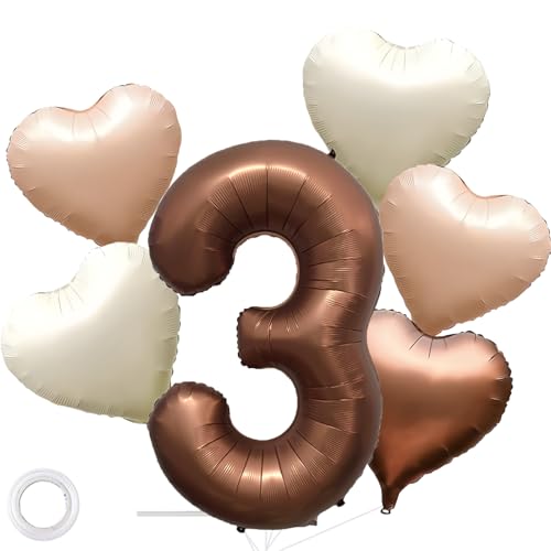 40 Inch Chocolate Number 3 Birthday Balloons Caramel Brown Balloons