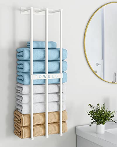 Toallero de Pared para Toallas enrolladas, Bethom Toallero montado en la Pared para baño, Soporte de Toalla de baño de Metal para Toallas Grandes plegadas, Blanco