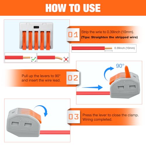 Image of Nilight 115PCS Lever Wire Connectors Nuts Kit 28-12AWG Inline Electrical Terminal 2 3 4 5 Port Assortment Quick Disconnect Push in Wires Connectors for Solid Stranded Wiring Projects