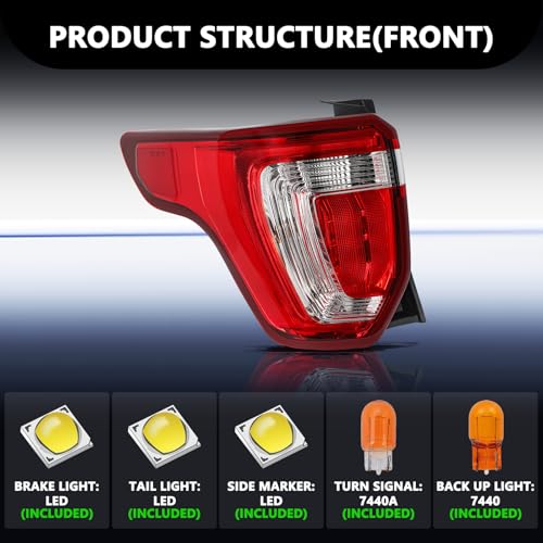 Image of Aosky LED Tail Light Assembly Compatible with 2016-2019 Ford Exlporer Police Interceptor Rear Taillight Brake Signal Lamp with Bulbs LH (Left Driver Side)