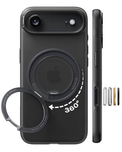 Image of TORRAS 360 Magnetic Stand for iPhone Air Case, [Fit for MagSafe] [Military-Grade Protection] Translucent Slim Case for iPhone 17 Air, 2025, Obsidian Black, Ostand O3 Fitness Series