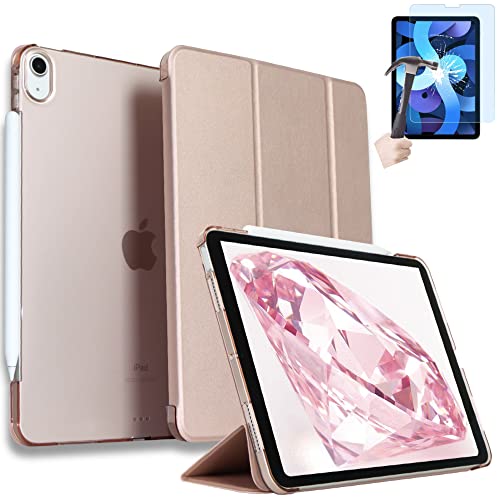 GWAAN 【強化ガラスフィルム付き(ブルーライトカット)】iPad Pro11 第3世代 2021年発売モデル スマートカバー ケース 三つ折り保護カバー Apple Pencil充電対応 クリアバックケース オートスリープ機能 軽量・薄型・ハードタイプ A2377、A2459、A2301、A2460