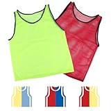 Adorox 12 Pack Adult - Teens Scrimmage Practice Jerseys Team Pinnies Sports Vest Soccer, Football, Basketball, Volleyball (6 Yellow and 6 Red)