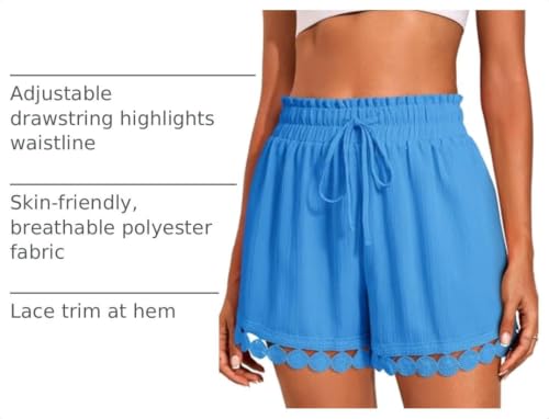 Image of Dokotoo Womens Shorts Summer Casual Loose Elastic Waist Drawstring Lace Boho Beach Cover Up Shorts