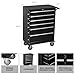 QSOSTNS 6-Drawer Rolling Tool Chest Cabinet, Large Capacity Metal Tool Box with Wheels and Keyed Locking, Roll Around Storage Organizer Tool Cart for Garage, Warehouse, Work Shop (Black)