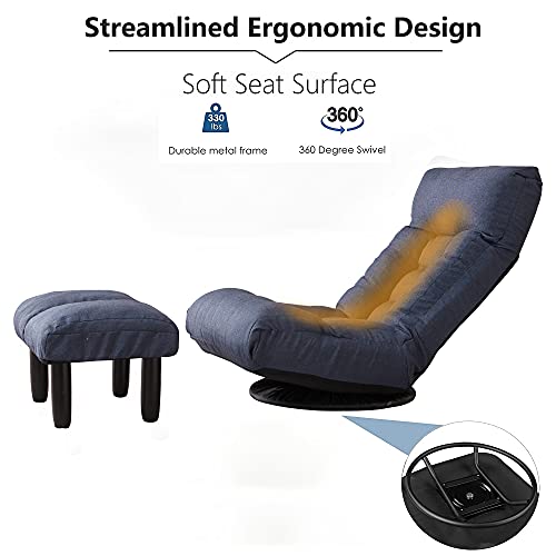 Sillón giratorio plegable azul marino miniatura 4