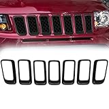 JINCHEN 7pcs Grill Mesh Inserts Clip-on Compatible with Jeep Compass 2011-2016, Front Grill Inserts Grille Cover Frame Trims (Bright black)