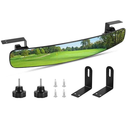 KISEER Golf Cart Rear View Mirror 16.5 Inch Adjustable Panoramic Wide Angle Golf Cart Rearview for Club Car EZ GO Yamaha and Others Carts