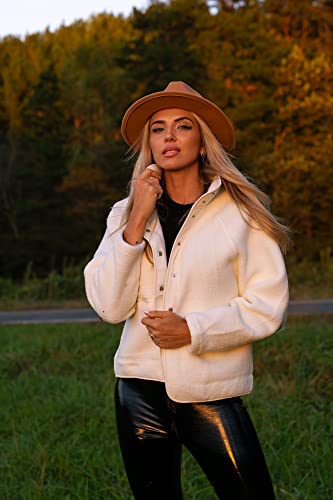 Prettygarden Women‘s Casual Lapel Long Sleeve Button Sherpa Fleece Jacket Coat Winter Fleece Outwear With Pockets (Off-White, Large) #TOP2