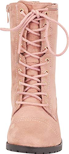Image of Forever Link Womens Round Toe Military Lace Up Knit Ankle Cuff Low Heel Combat Boots
