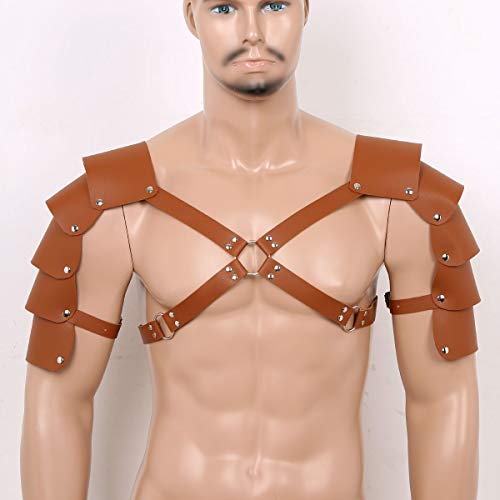 Mens Shoulder Armors Faux Leather Body Chest Harness Belt Warrior Knights Cosplay Costume Nightclub Clubwear2