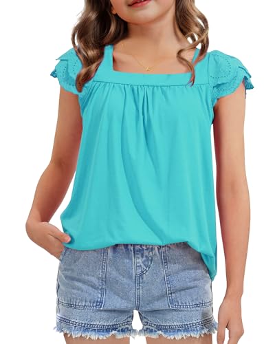 Image of KEREDA Girls Short Sleeve Shirts Summer Tops Girls Clothes 5-14 Years