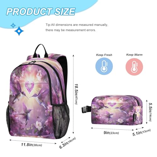ALAZA Stylish Three Bird Heart Kids Backpack Elementary Girls Boys Bookbag Rucksack Primary School Bag Backpack Set with Lunch Bag2