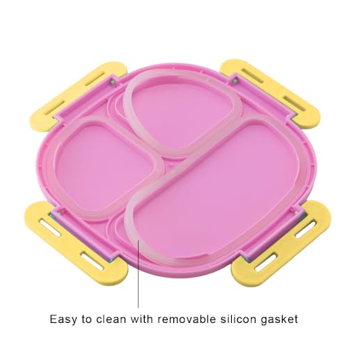 Image of SKI Baker Steel Lunch Box for Kids, 3 Compartment Insulated School Tiffin with Spoon, Leak-Proof, BPA Free, Bento Box for Boys & Girls, Birthday Gifts, Party Favours - Peppa Pig