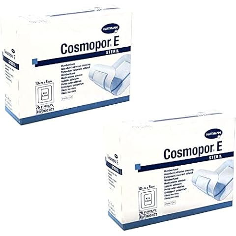 New Cosmopor-E Sterile Absorbent Adhesive Dressing, 10cm x 8cm, 2 Packs of 25 Cover