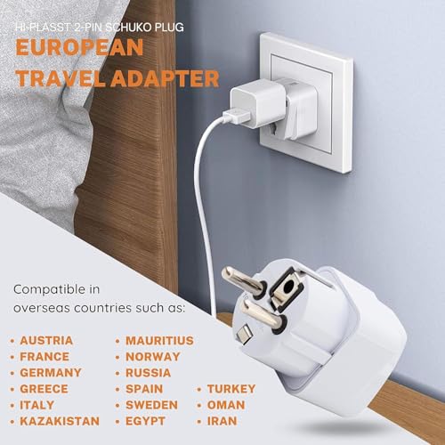 Image of India to Europe Converter Plug, Germany Travel Adapter (Pack of 3) Type E /Type-F Universal Socket with Schuko Pin Power Plug, 2pin to 3pin South Korea • France • Europe • Russia