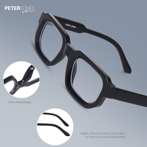 Image of Peter Jones I Zero Power Blue Cut Computer Glasses I Gaming Glasses I UV Protected & Blocks Harmful Rays I Men & Women I Medium Broad Style I AG3887