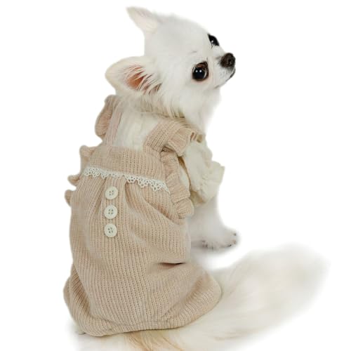 ペットパラダイス 犬 服 冬 ニット風 パンツ つなぎ オーバーオール 秋冬 【参考 SS トイプードル パピヨン (〜5kg) ペットパラダイス国内直営店72店舗展開2025/10/1時点】