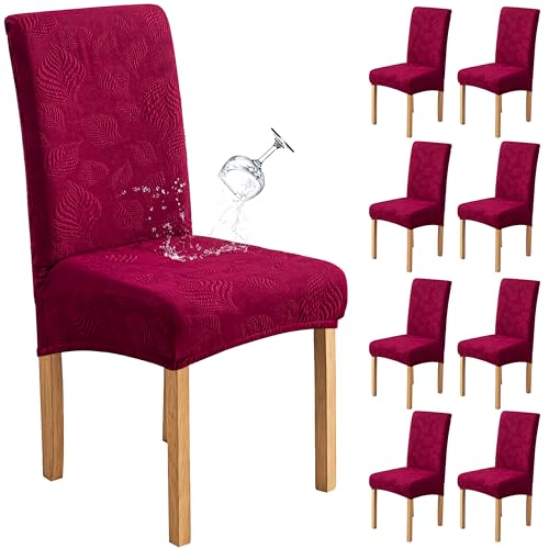 Image of Genina Waterproof Dining Chair Cover Set of 8,Kitchen Chair Cover,Wine