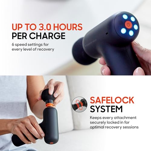 Image of Sharper Image PowerBoost Core Mini Massage Gun [2026 Version] Deep Tissue Percussion Massager with 6 Speeds for Back & Full Body Muscle Pain Relief, Portable with 4 Attachments & Carry Pouch