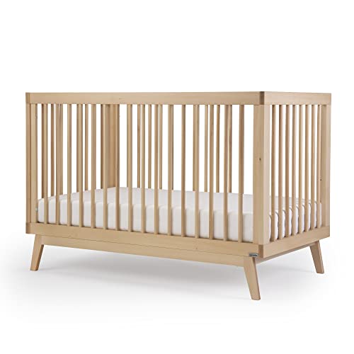 dadada Baby Soho 3-in-1 Convertible Crib to Toddler Bed – Wooden Crib Made in Italy, GREENGUARD Gold Certified Small Baby Crib – Baby-Safe Finish, Modern Design (Natural)