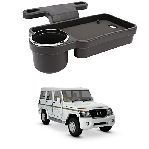 Image of Oshotto (FT-04) Foldable Car Auto Headrest Rear Back Seat Table Drink Food Cup Tray Holder Compatible with Mahindra Bolero - Black