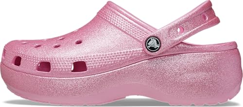 Image of Crocs Womens Classic Platform Glitter Clogs Clog, Pink Tweed, 6