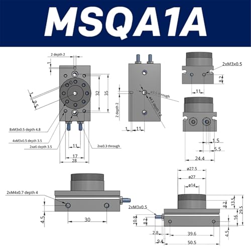 Vérin pneumatique MSQA1A à double effet avec rotation fluide