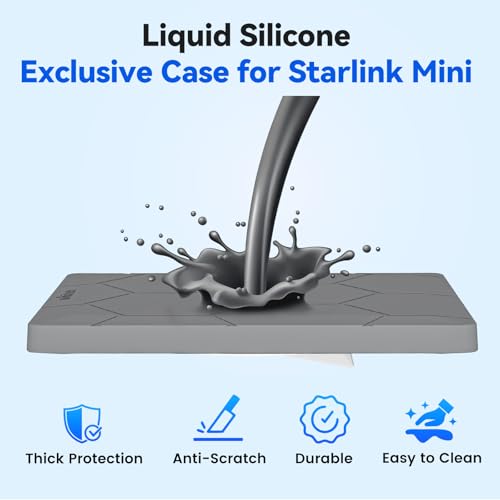 Image of Starlink Mini Protective Cover Case, Hailproof Liquid Silicone Protective Case for Starlink Mini Dish, Starlink Minis Accessories Waterproof Shockproof Portable for Outdoor Camping, Grey