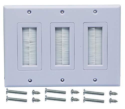 Placa de pared RJ45 y USB con pasacables de cepillo CGTime para empotrar