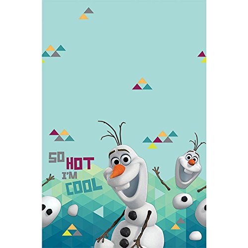 Disney Olaf Plastic Table Cover Birthday Party Tableware Decoration (1 Piece), Sky Blue/Teal, 54