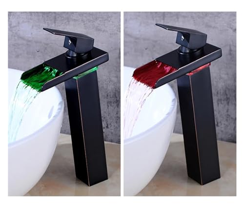 Grifo de cascada alto para renovar el lavabo del baño con luces LED indicadoras de calor 3