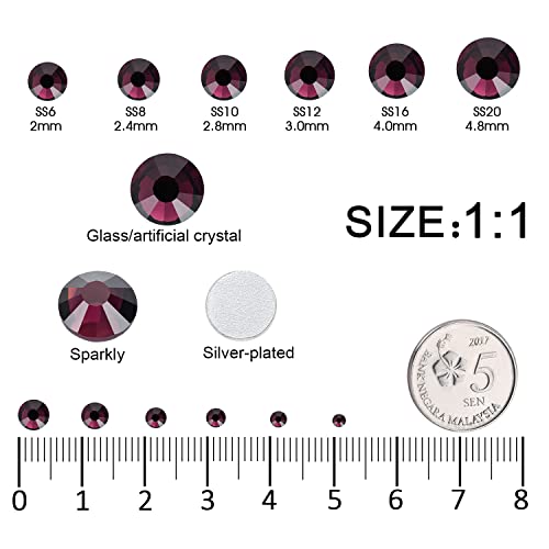 4240Pcs Flatback Maroon Rhinestones Glass Crystal Gems For Nail Art Eye Jewels Sparkly Round With Tweezers And Picking Pen (Ss6~Ss20 Set) #TOP1