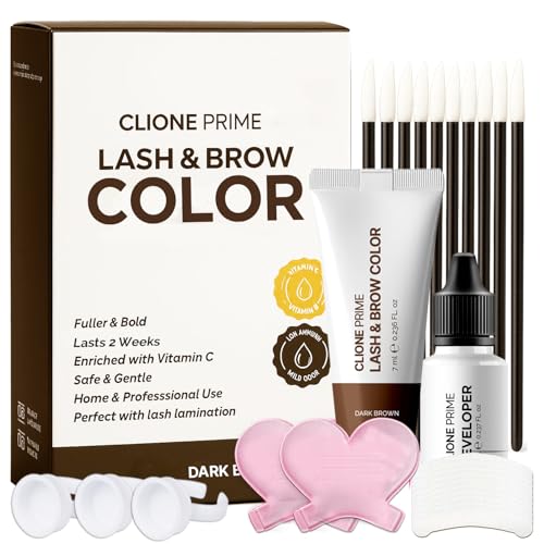 Korean Lash & Brow Color Kit – Temporary Eyelash & Eyebrow Color, Dark Brown, Naturally Fades Within 1-2 Weeks, Gentle Vitamin C Formula