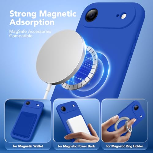 Image of Magnetic for iPhone Air Case, Compatible with MagSafe, [Full Camera Protection][Screen Protector] Silicone Shockproof Protective Phone Case for iPhone 17 Air 6.5 inch, Klein Blue