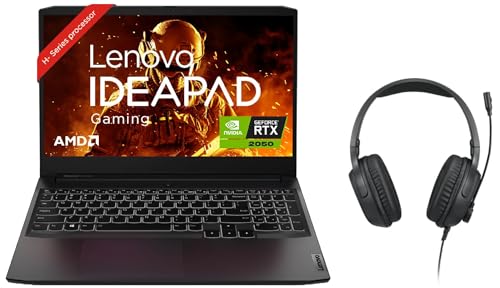 Image of Lenovo IdeaPad Gaming 3 AMD Ryzen 5 5500H 15.6 inch (39.62cm) FHD IPS 250nits 60Hz Gaming Laptop (8GB /512GB SSD /Windows 11 /NVIDIA RTX 2050 4GB /Onyx Grey /2.32Kg), 82K2028AIN + H100 IdeaPad Gaming Headset