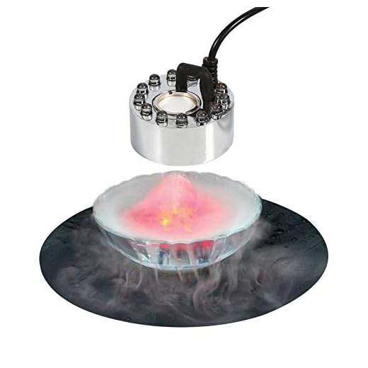 Akeydeco Halloween Party Mist Maker,Ultrasonic Water Pond Fountain Fogger 12 LED Red Yellow and Blue Light Flashes Aluminum Atomizer Air Humidifier for and Rockery Fish Tank Vase Birdbath Deco