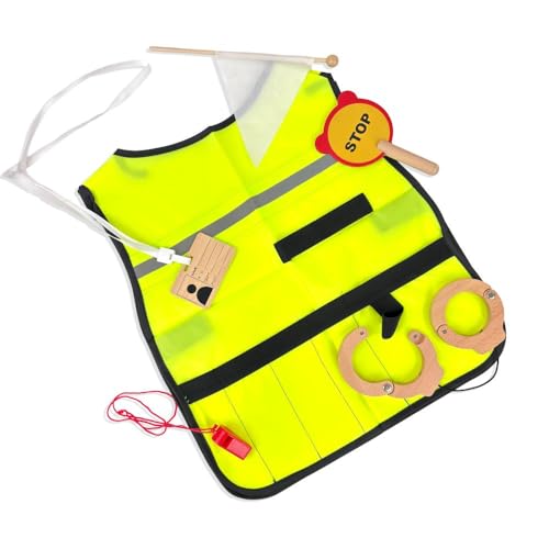 Image of Wudly Wooden Traffic Police Play Set, Pretend Play Set, Activity Toy for Kids, Montessori Game, Role Play