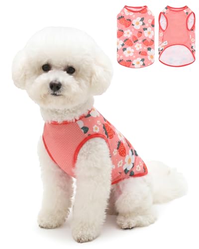 Image of CuteBone Mesh Panel Dog Tank Top - Breathable Dual-Fabric Pet Vest Lightweight Summer Small Dog Shirts - Keep Your Pets Cool, Sun-Protected Outdoors
