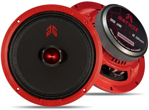 Image of MX80E1 Loudspeaker 8 Inch Midrange 560 Watts 6 Ohms Red Bullet, Premium Quality Audio Door Speakers for Car or Truck Stereo Sound System, Red (2 Speakers)