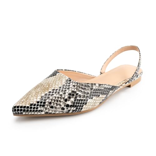 JORISTIMO Women's Slingback Flats, Pointed Toe Flats for Women Slip on Low Heel Dress Casual Work Shoes