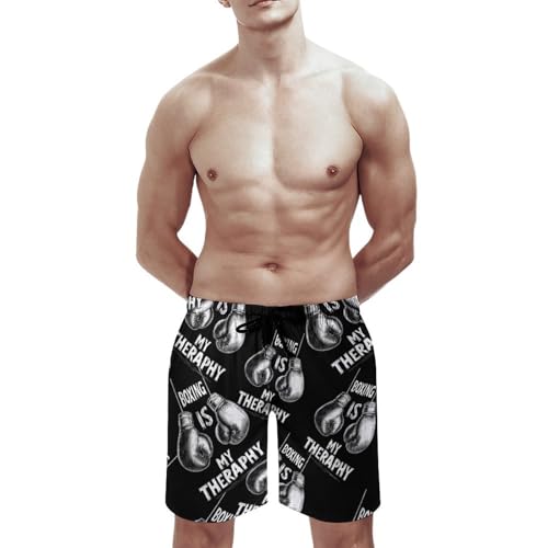 Boxing is My Theraphy Men's Swim Trunks Board Shorts Beachshorts Swimsuits with Pockets Mesh Liner3
